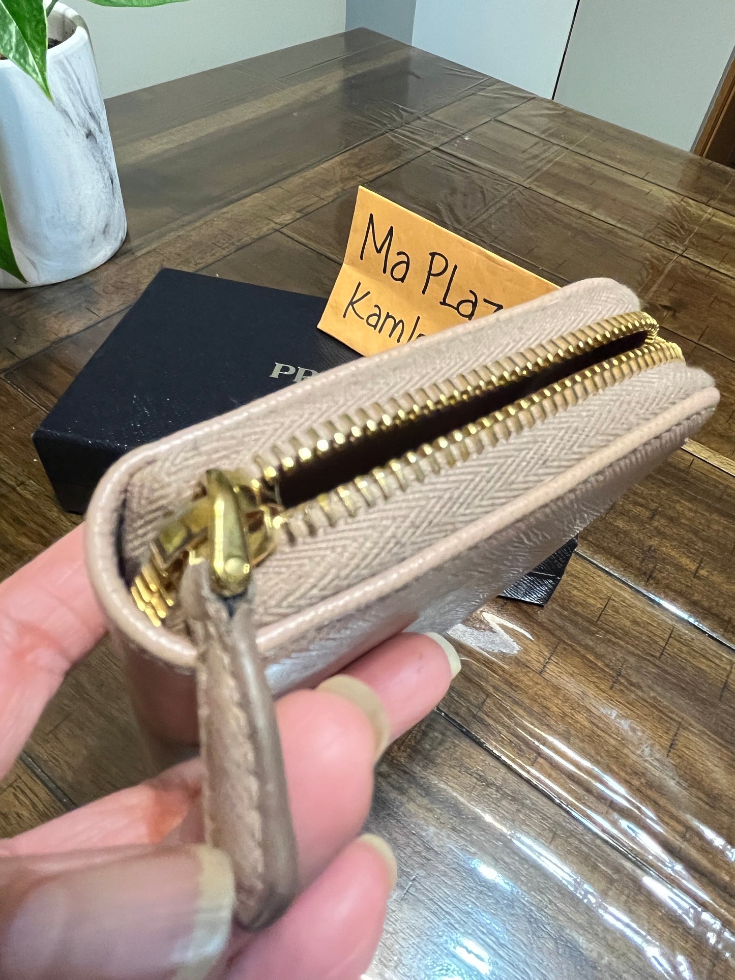 Prada Saffiano Triang Zip Wallet