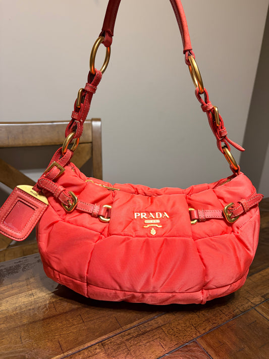Prada Quilted Baguette Nylon Bag