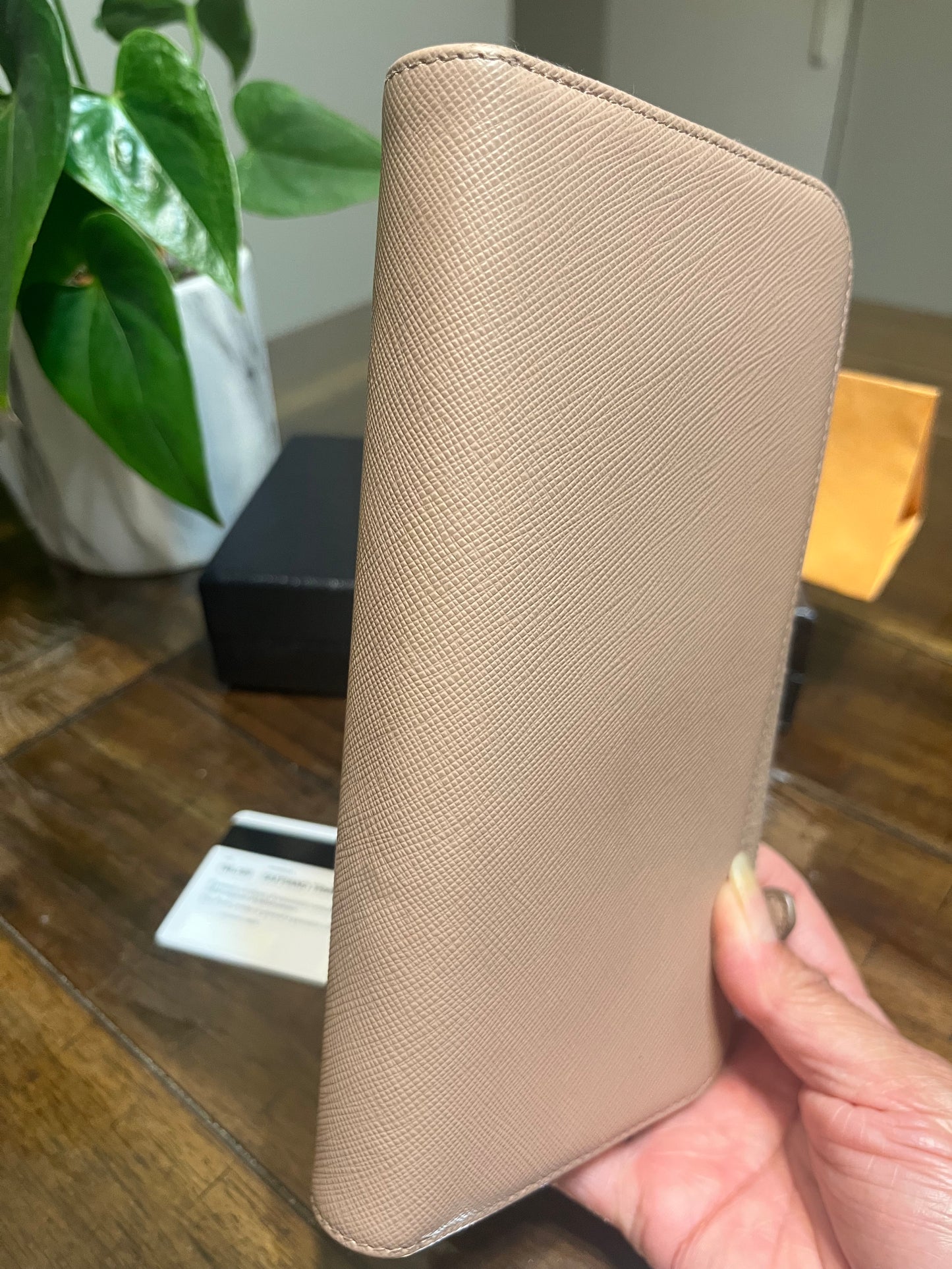 Prada Saffiano Triang Zip Wallet