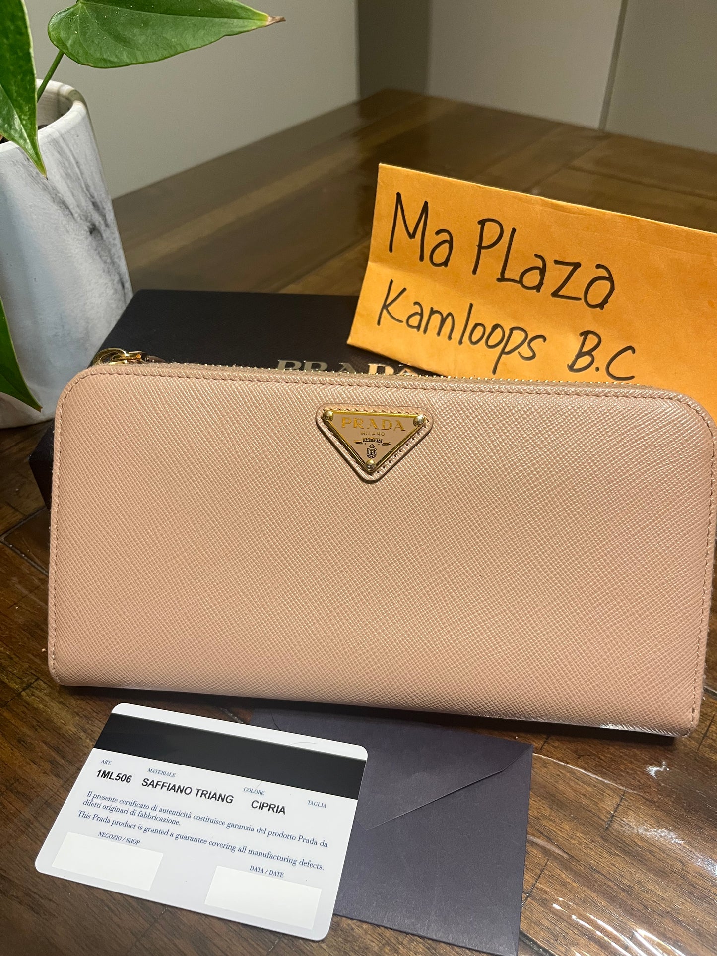 Prada Saffiano Triang Zip Wallet