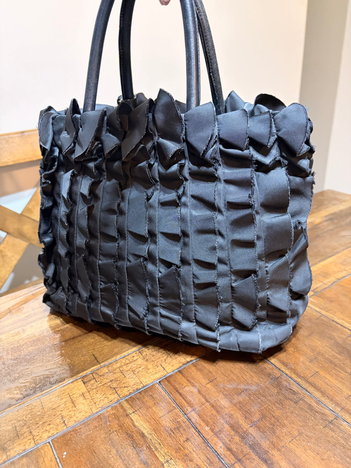Prada Tessuto Nylon Frill Tote