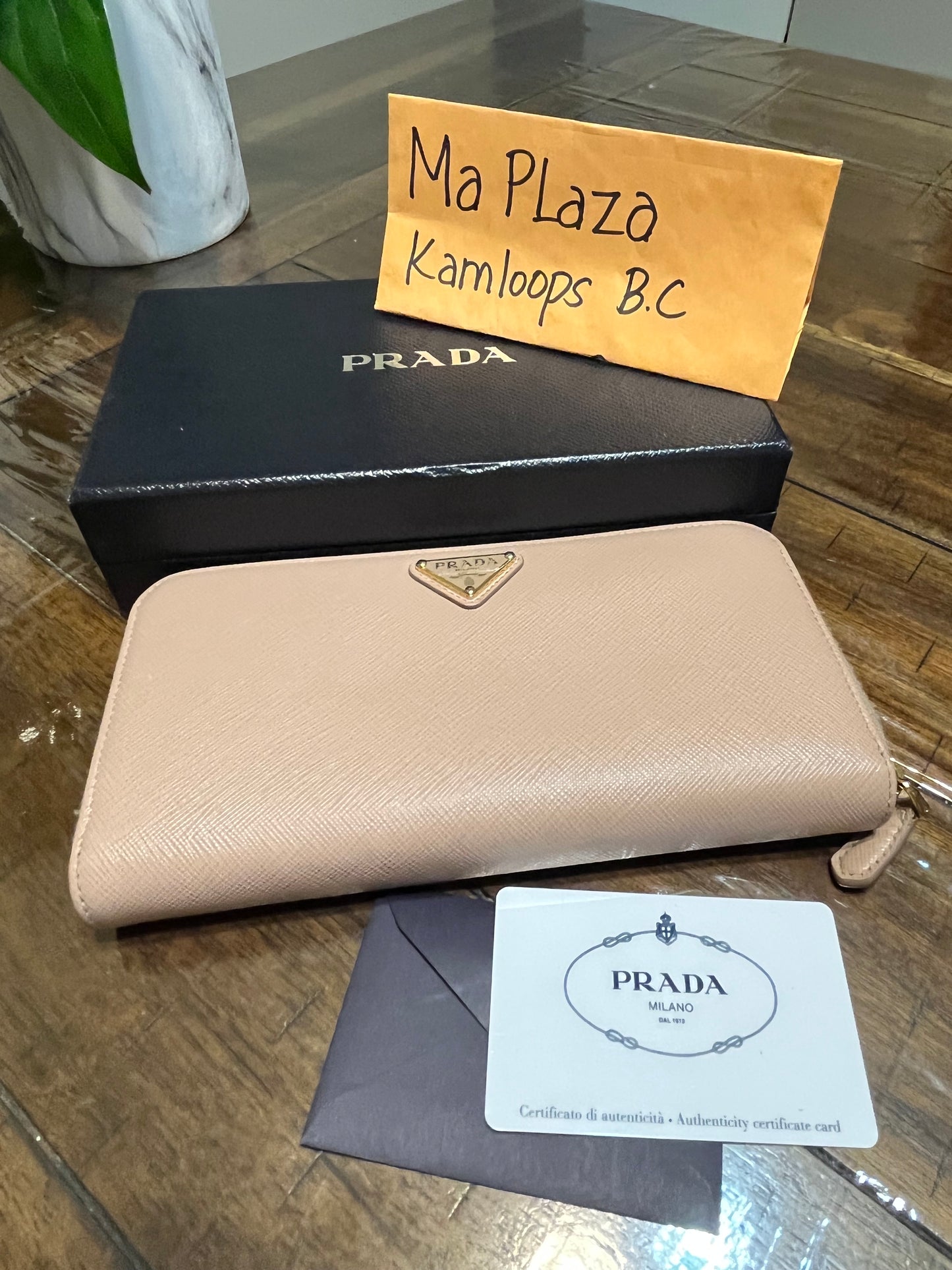Prada Saffiano Triang Zip Wallet