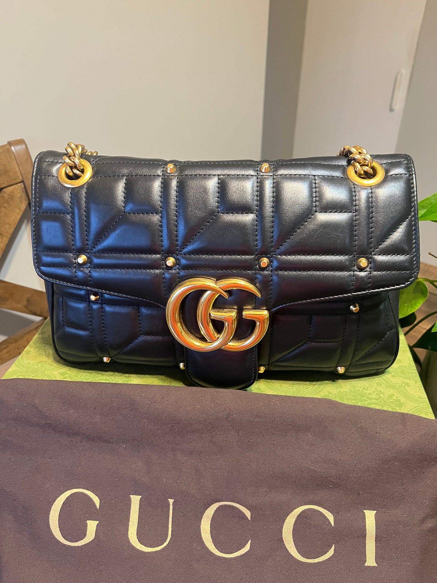 Gucci Marmont Flap Studded Matelasse Leather MM