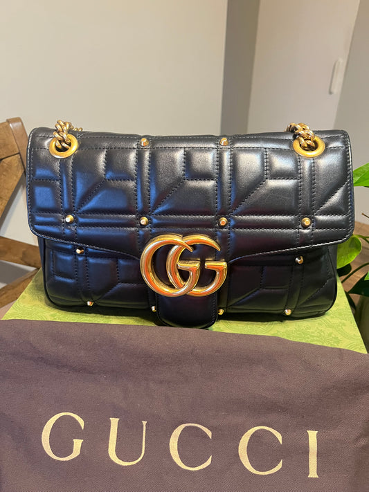 Gucci Marmont Flap Studded Matelasse Leather MM