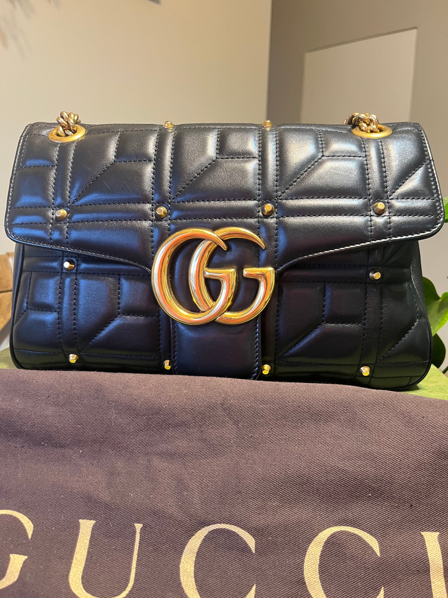 Gucci Marmont Flap Studded Matelasse Leather MM