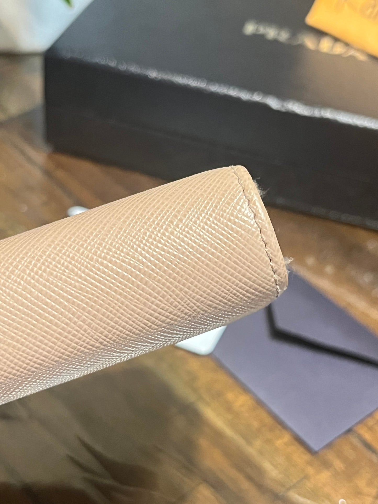 Prada Saffiano Triang Zip Wallet