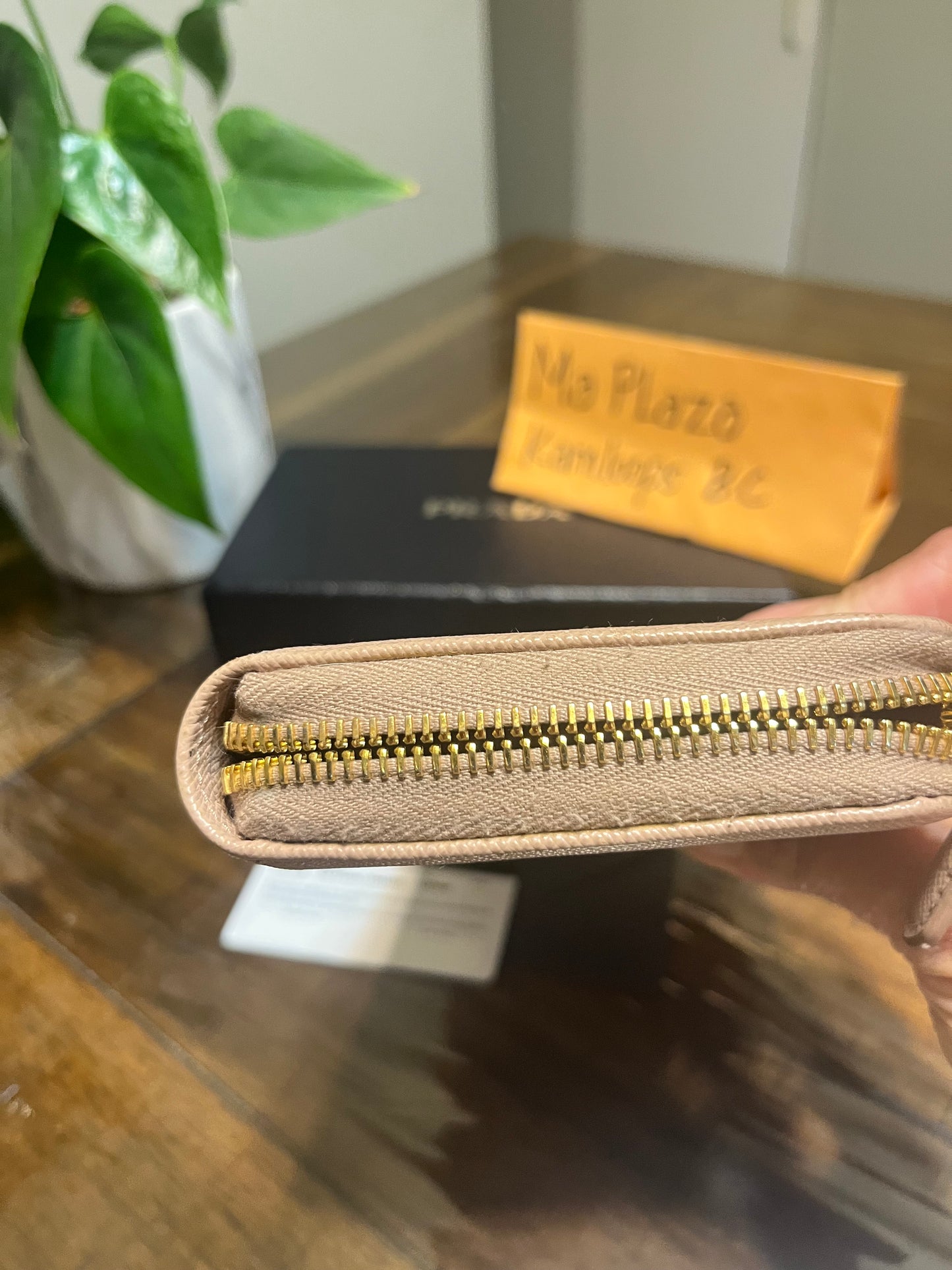 Prada Saffiano Triang Zip Wallet