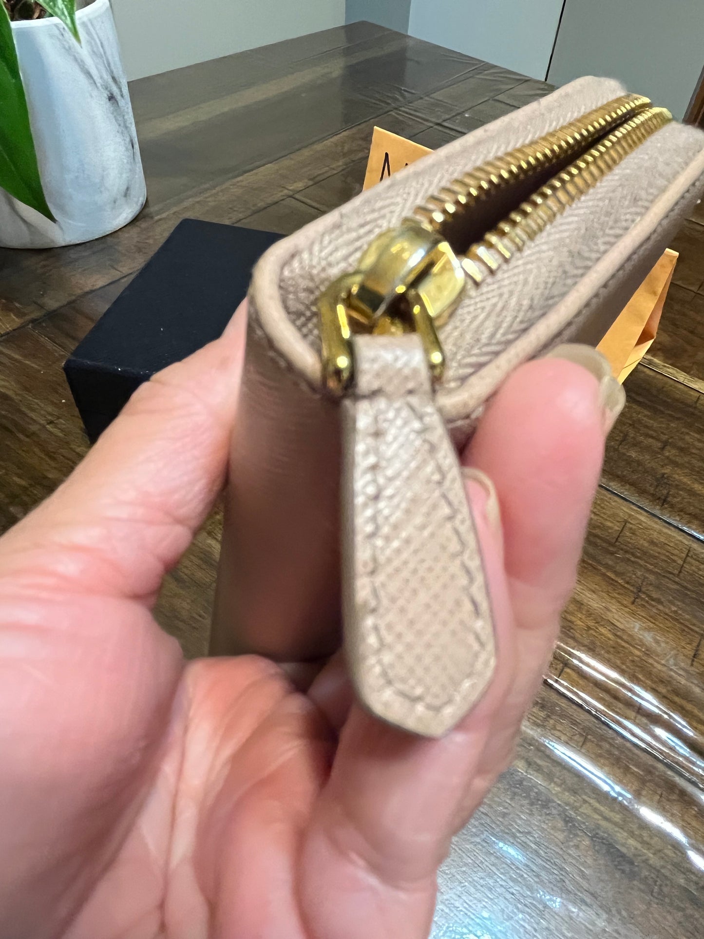 Prada Saffiano Triang Zip Wallet