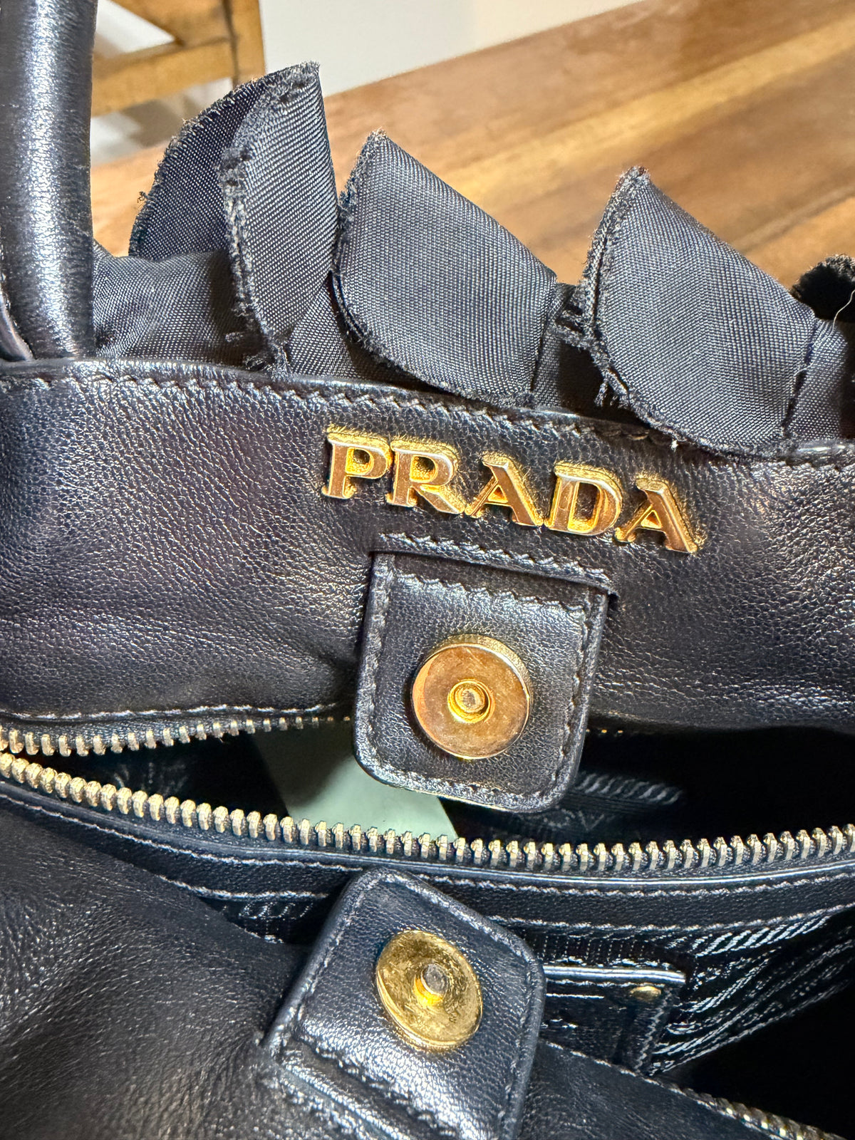 Prada Tessuto Nylon Frill Tote
