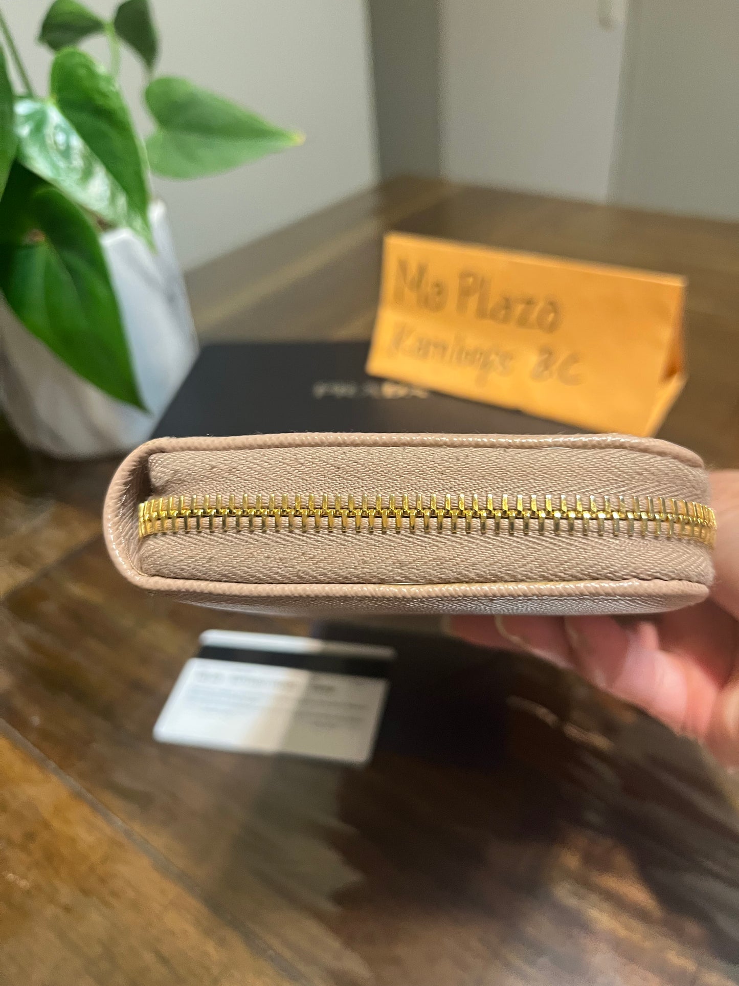 Prada Saffiano Triang Zip Wallet