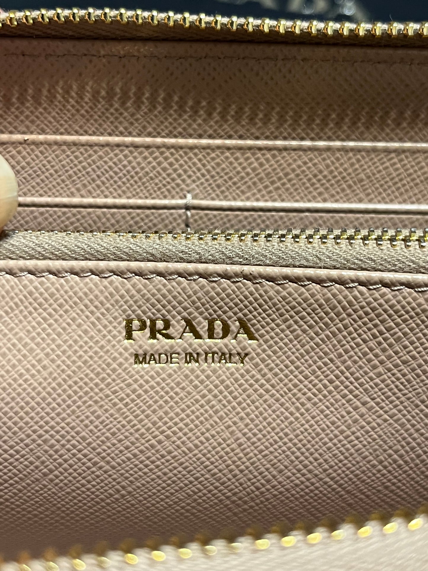 Prada Saffiano Triang Zip Wallet