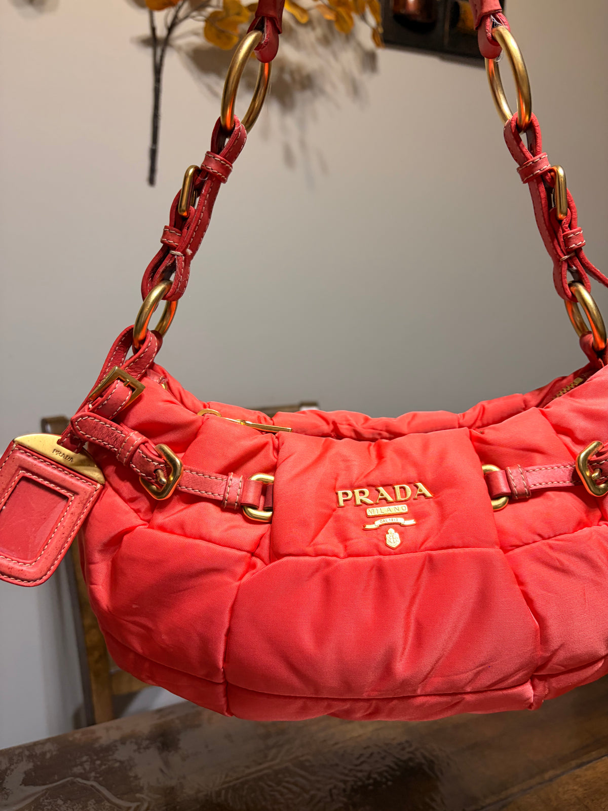 Prada Quilted Baguette Nylon Bag